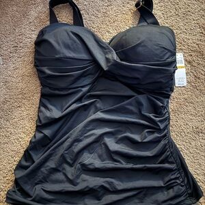 Anne Cole Black Ruched One-Piece Swimsuit